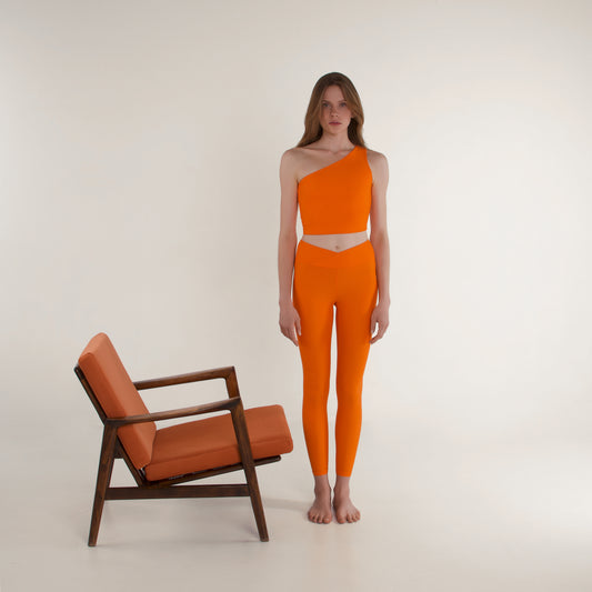 pomarańczowe legginsy z modelującym pasem
