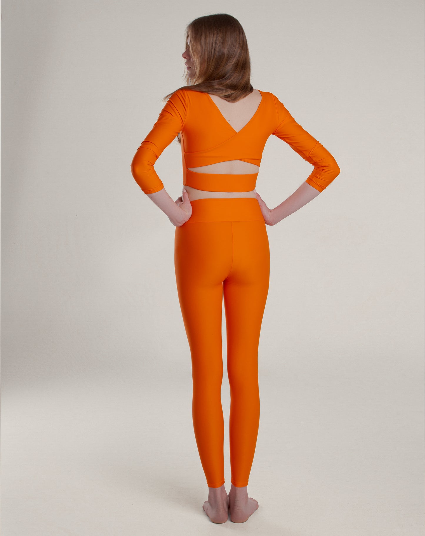 pomarańczowe legginsy z modelującym pasem